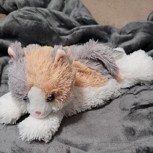 Warmies Plush Small Pet Calico Cat Bed Toy - Gray, Cream, White